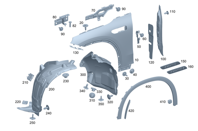 2948804201 - Bumper/Fender/Hood: Fender, Front for Mercedes-Benz: EQE 350 SUV, EQE 350+ SUV, EQE 500 SUV, EQE AMG SUV Image image