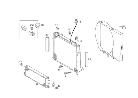 Radiator, Mounting, and Covering for 1985 Mercedes-Benz 500SEC #0