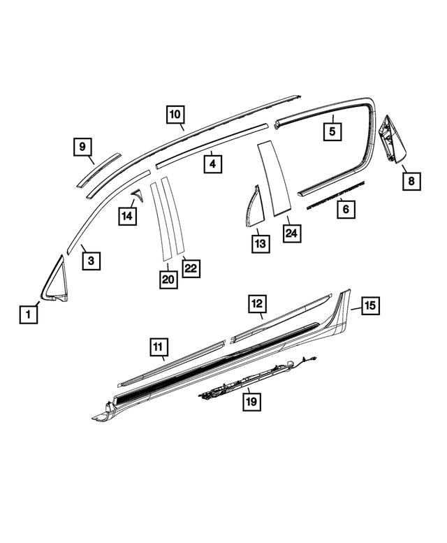 68227745AE - Exterior Ornamentation: Quarter Window Glass, Left for Mopar Image image