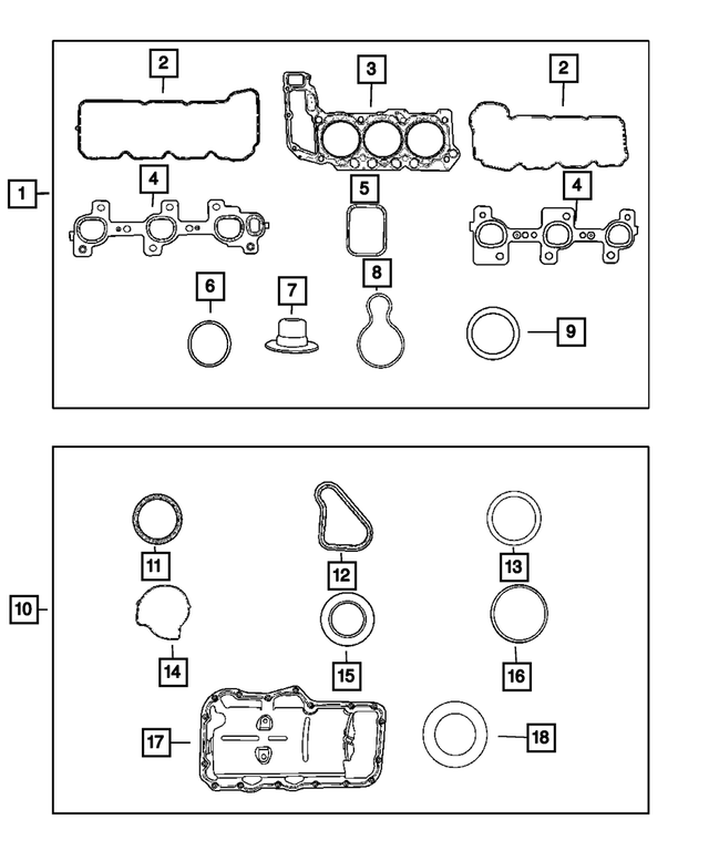 68003564AA - 3.7L Gas; Engine: Engine Upper Gasket Package for Mopar Image