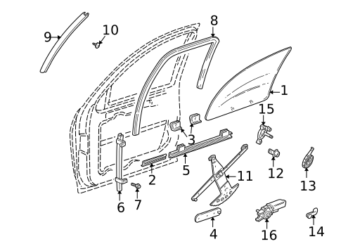 Glass - Front Door for 2005 Chevrolet Venture #0