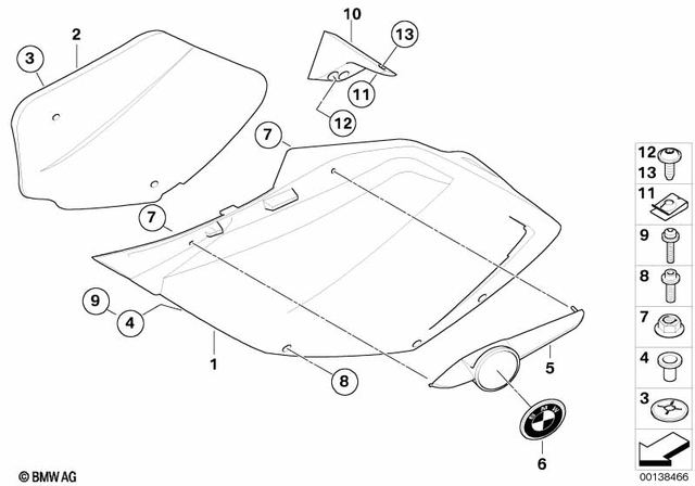 46637678118 - Frame and Mounting Parts: Lateral Trim Panel Right - Rohteil/blank for BMW-Motorrad Image image