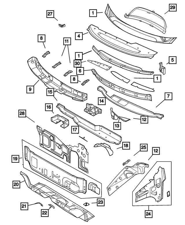 4860869AC - Body Sheet Metal Except Doors: Cowl And Plenum Panel for Mopar Image