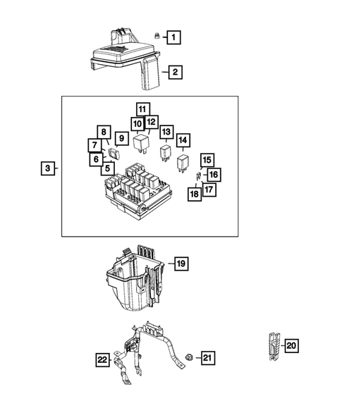 Power Distribution, Fuse Block, Junction Block, Relays and Fuses for 2018 Ram ProMaster 1500 #0