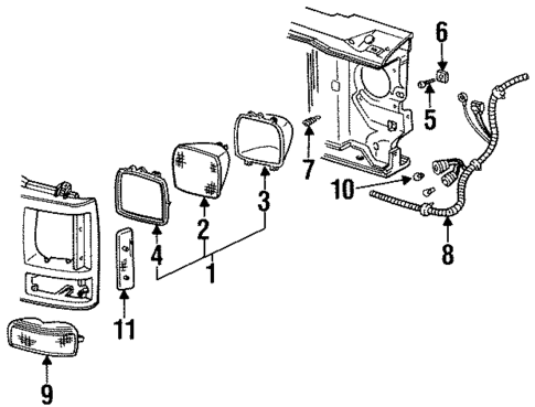 Headlamp Components for 1997 GMC Yukon #0